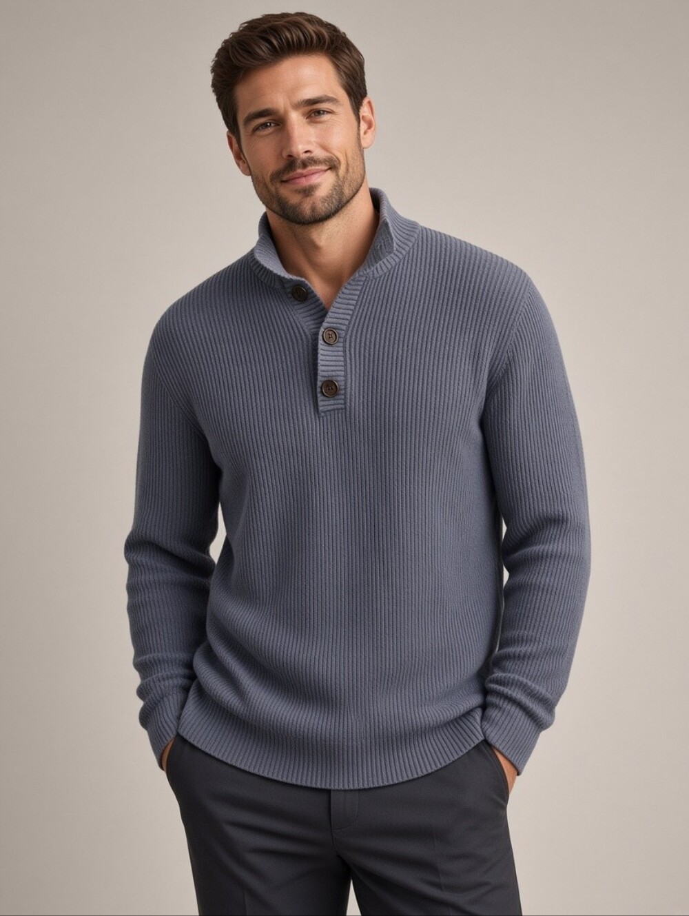 Banana Republic Men's Ribbed Crewneck Sweater in Slate Blue
